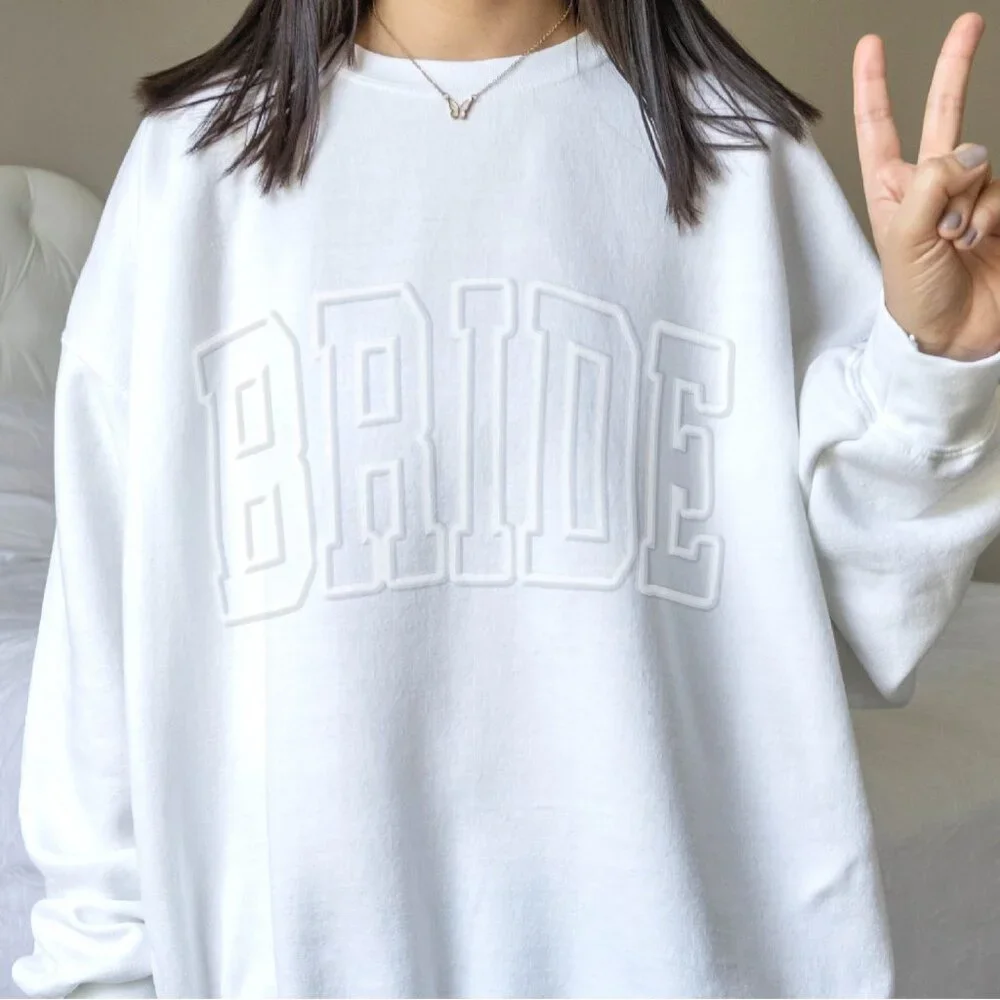 White Varsity Bride Sweatshirt Size Small - Picture 1 of 5